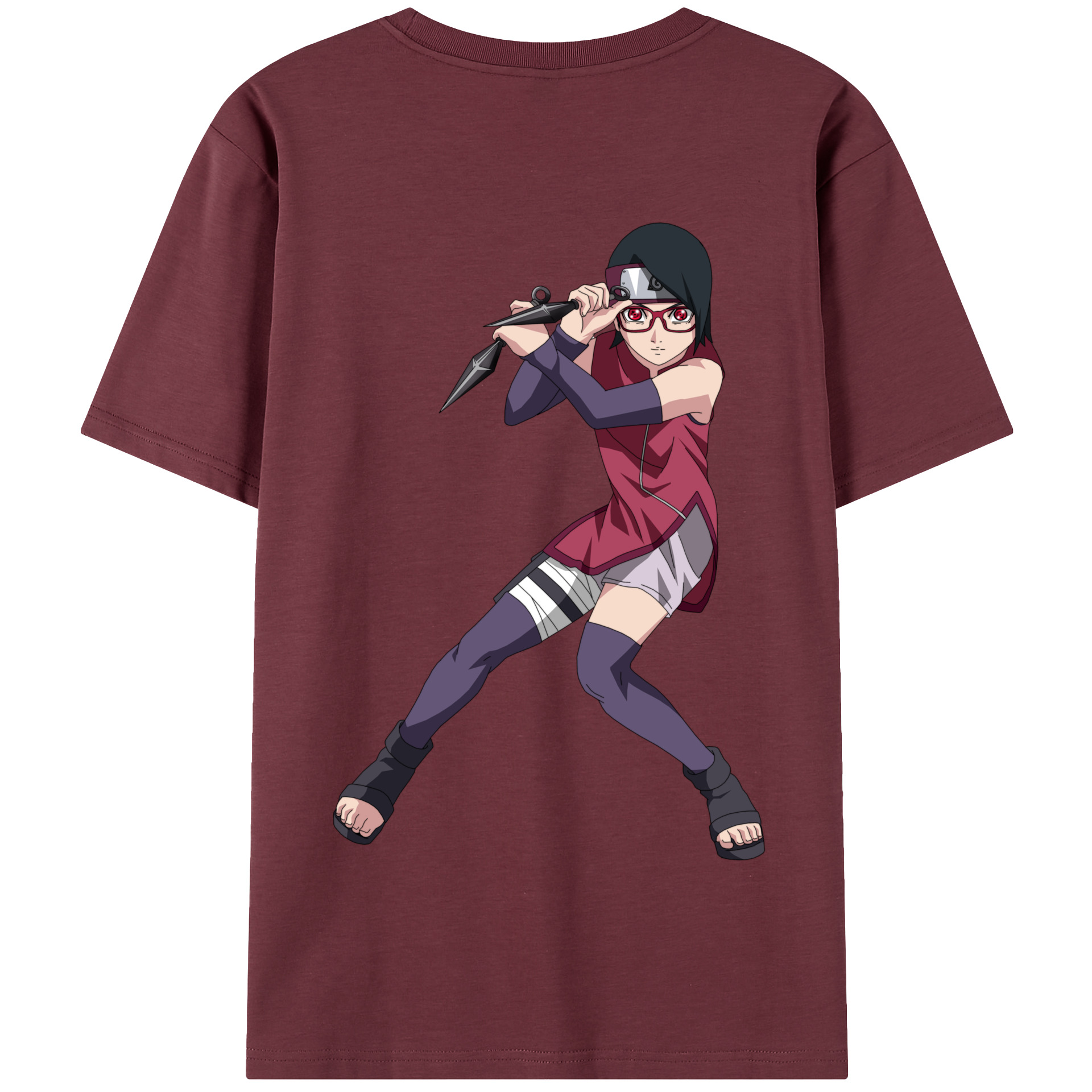 （画像用） NARUTO -ナルト- うちは サラダ Uchiha Sarada 綿100％半袖Tシャツ（背面プリント）